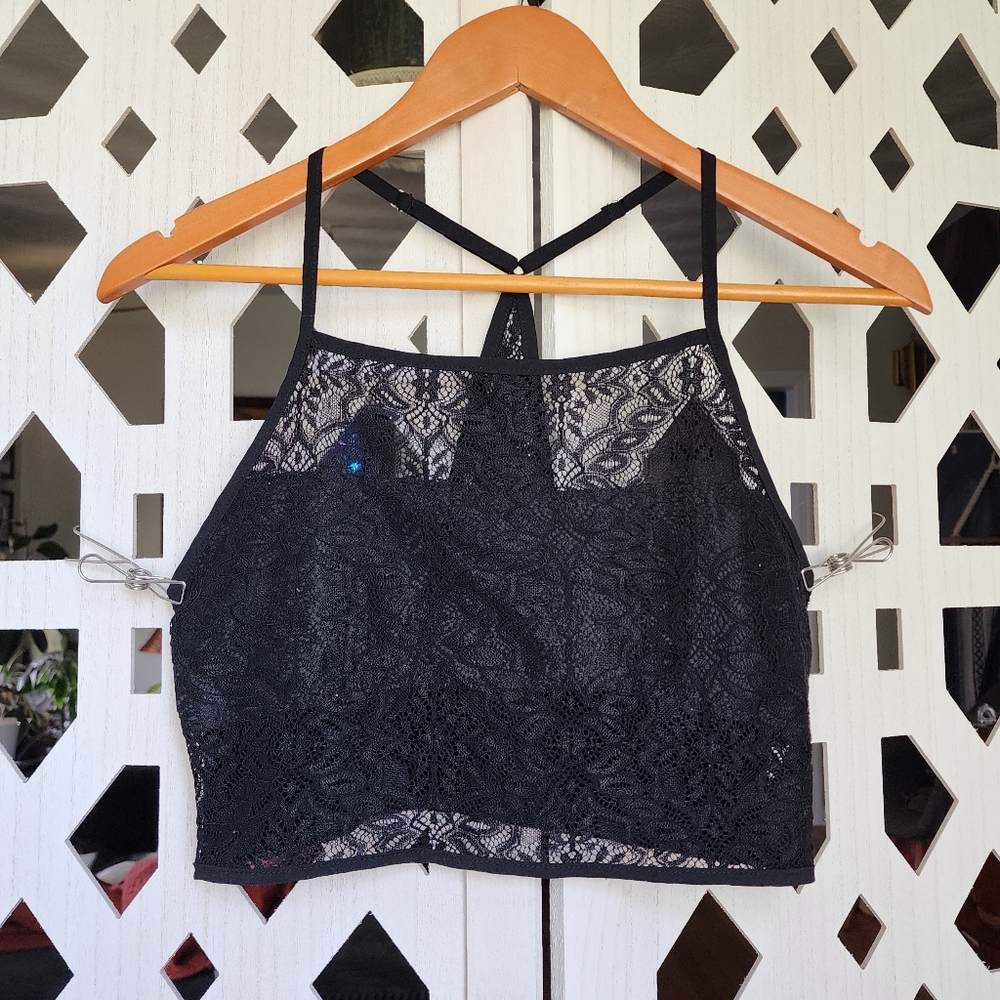 Black Lace Racerback Adjustable Bralette
